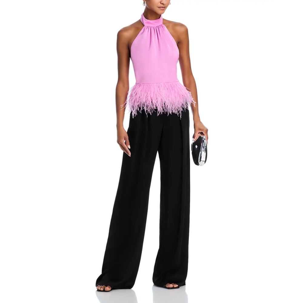 NWT Ramy Brook Feather Trim Halter Top Pink Size XS - Picture 2 of 13